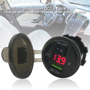

New Car Charger QC 3.0 Power Adapter Portable with Small Switch Voltage Display