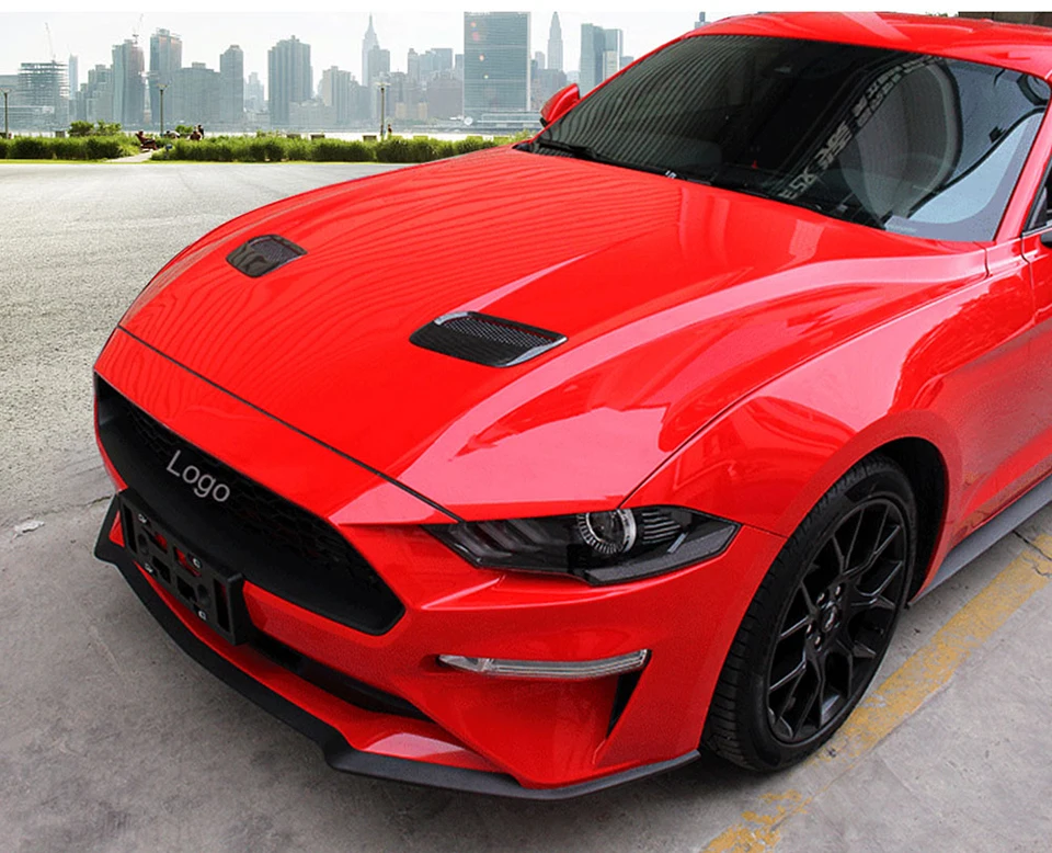 SHINEKA для Ford Mustang углеродное волокно Красный авто Крышка двигателя подходит для Ford Mustang+ воздушный выход украшения отделка стикер