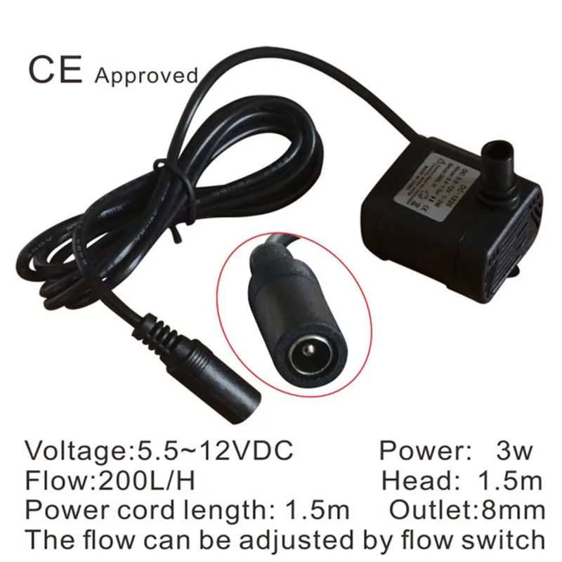 

CE Approved Brushless submersible pump DC-1020, 5.5~12 VDC use for household small appliances,solar pumps,circulate fish jar,