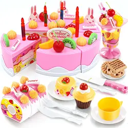 DIY ролевые игры фрукты разрезание торта ко дню рождения кухонная игрушечная еда Cocina De Juguete игрушка розовый синий подарок для девочек для