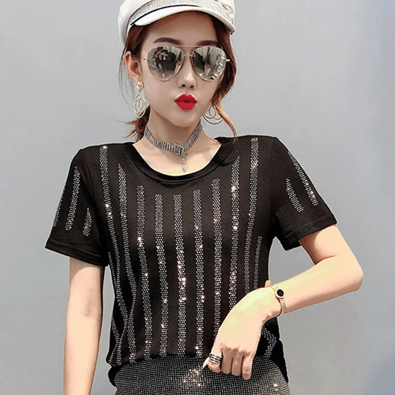 Летняя новая модная Корейская футболка Женская Harajuku короткий рукав Повседневная