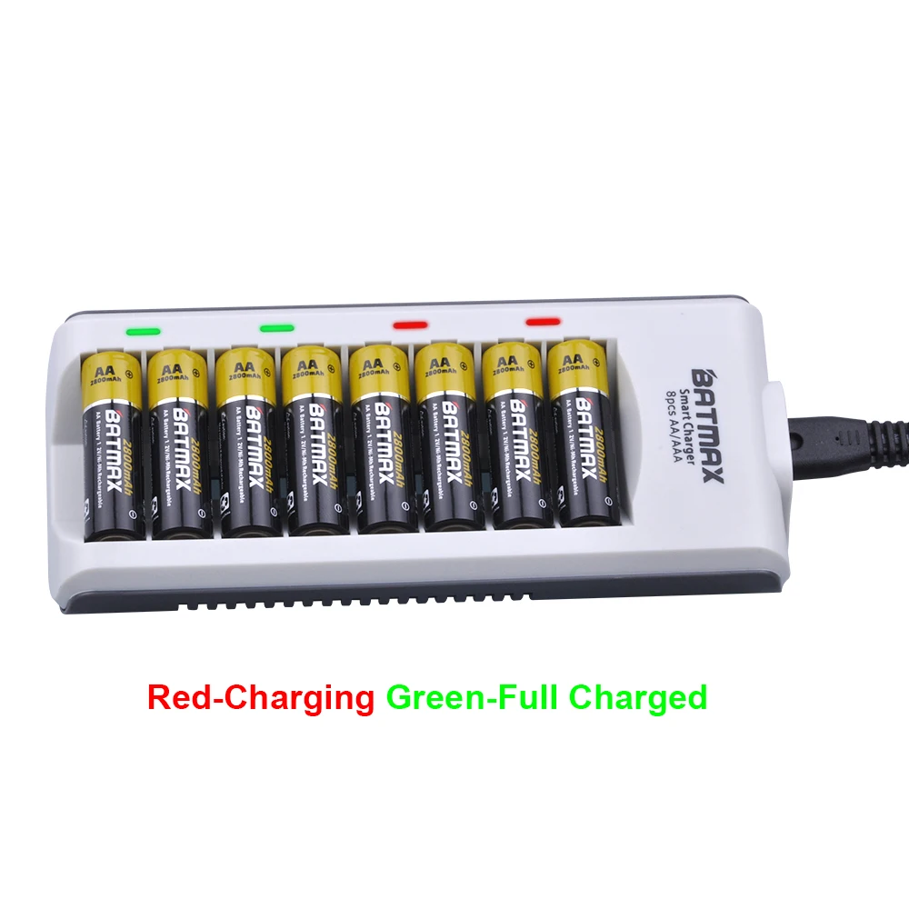 Набор аккумуляторных батарей AA 12 шт. 2800 мА/ч + 8 слотов для 1 2 В Ni MH AA/AAA|aa rechargeable