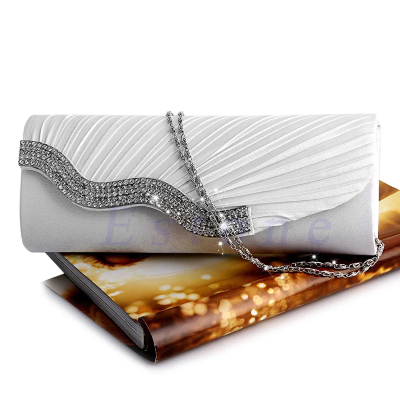 2017 العلامة التجارية جديد أزياء الحرير Diamnate مطوي كريستال مساء حزب حقيبة يد الزفاف الفاصل محفظة Crossbody الصلبة غلق بمشبك
