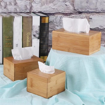 

Creative Home Storage Box Bamboo Paper Towel Storage Box Living Room Coffee Table Hotel Extract Tissue Case Modern Style