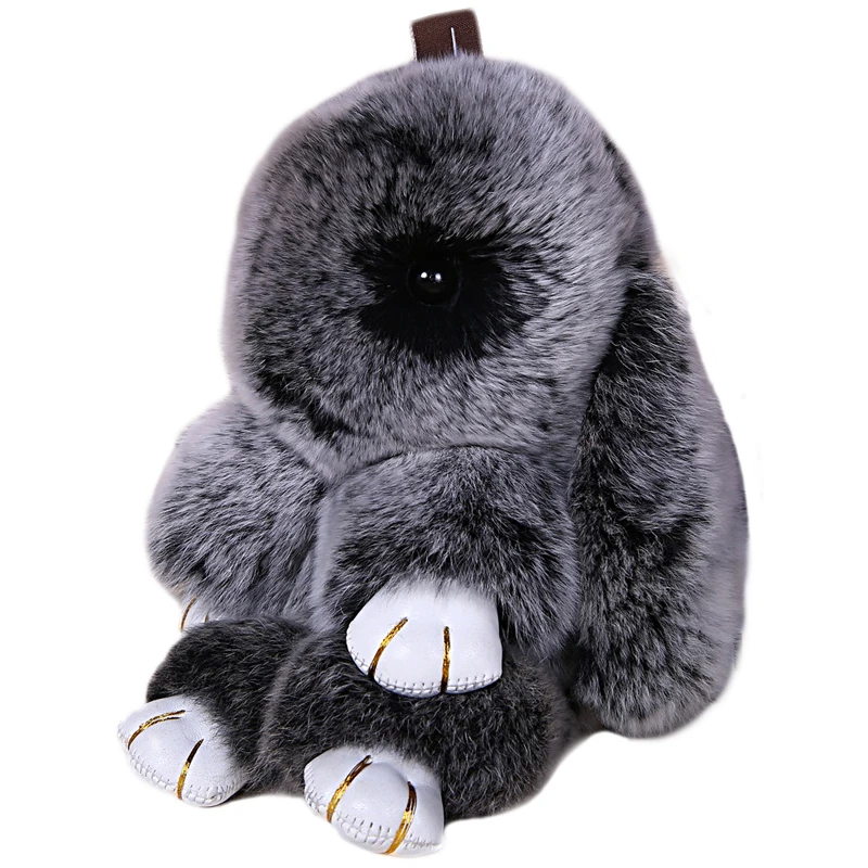 

Valpeak 18cm Rabbit Hare Bunny Keychain Real Rabbit Fur Key Chain Womens Bag Charms or Car Pendant Keychain With Gift Package