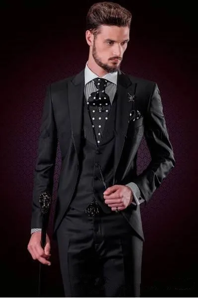 

2019 custom lapel clothing homme men's suit custom slim men's wedding dress new Lang wedding best suit