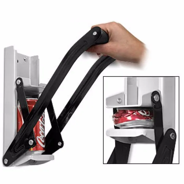 Heavy gauge steel construction with cushion grip handle Wall Mounted Can Crusher 16oz with Bottle Opener Durable Can Crusher