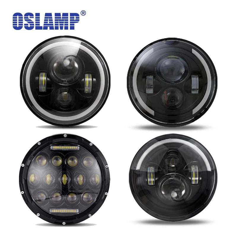 

Oslamp 7inch Round Led Headlight High Low Beam Light Halo Angle Eyes DRL Headlamp For Jeep Wrangler Off Road 4x4 Motorcycle