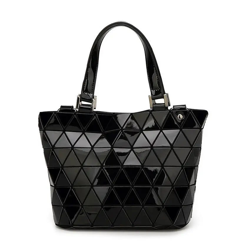 Maelove Новинка, женская сумка, геометрические блестки, зеркальные, простые складные сумки, повседневные сумки, Известный логотип - Цвет: small size black