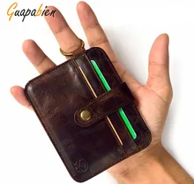 Guapabien Solid Color PU leather wallet ID card Holder men purses male clutch Retro Vintage Mini wallets hasp small purse women
