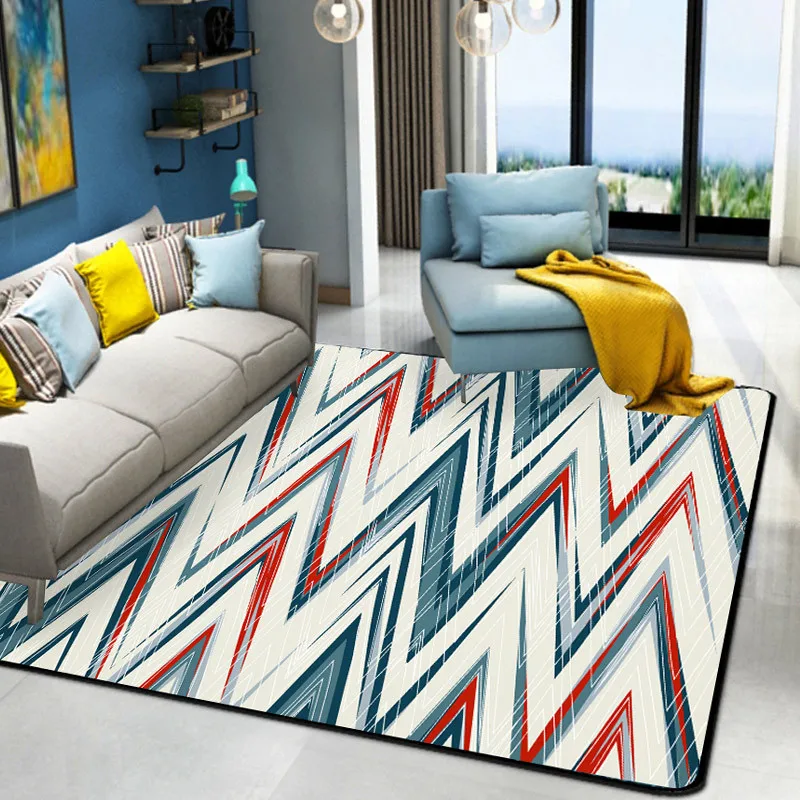 Геометрический абстрактный ковер с нордическим узором, домашний ковер для гостиной, подкладка для кофейного столика, замша, нордический коврик против ветра, Противоскользящий коврик для пола