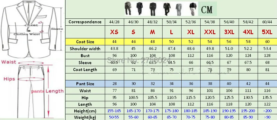 Men Suit chart 