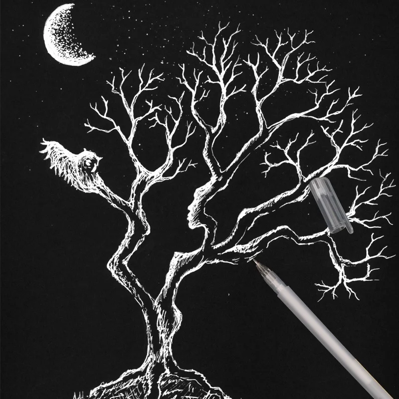 أبيض/الذهب/الفضة قسط الأبيض هلام مجموعة أقلام خط غرامة تلميح رسم أقلام للفنانين رسم تصميم التوضيح الفن لوازم