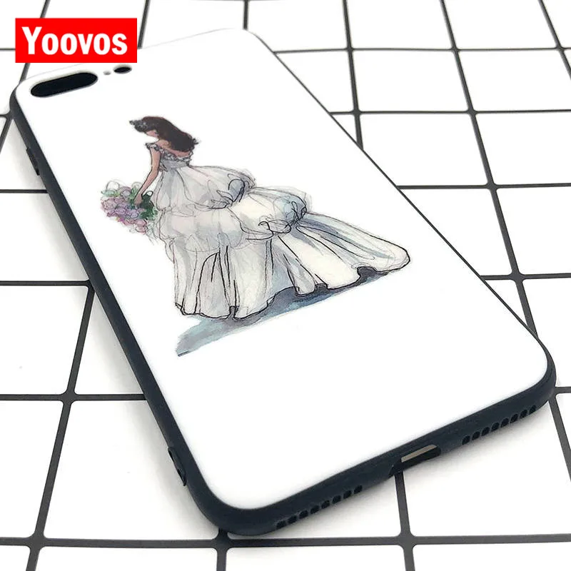 Yoovos мультфильм свадебные женские чехлы для IPhone 6 7 8 чехол Iphone 6/7/8 Plus X с ПК назад и