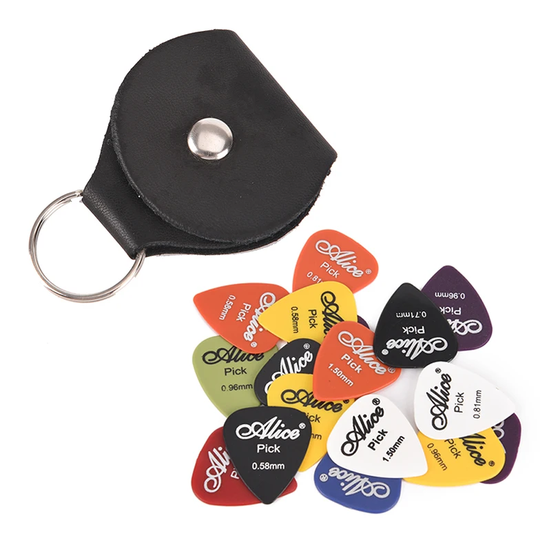 20 Pcs Electric Guitar Picks+1 Pu Leather Key Chain Guitar Picks Holder