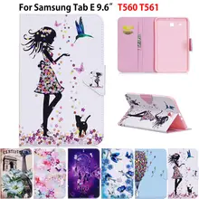 Чехол для планшета для samsung Galaxy Tab E T560 SM-T560 T561, 9,6 дюймов, умный чехол, модный флип-чехол с кошкой для девочек, чехол с подставкой из искусственной кожи