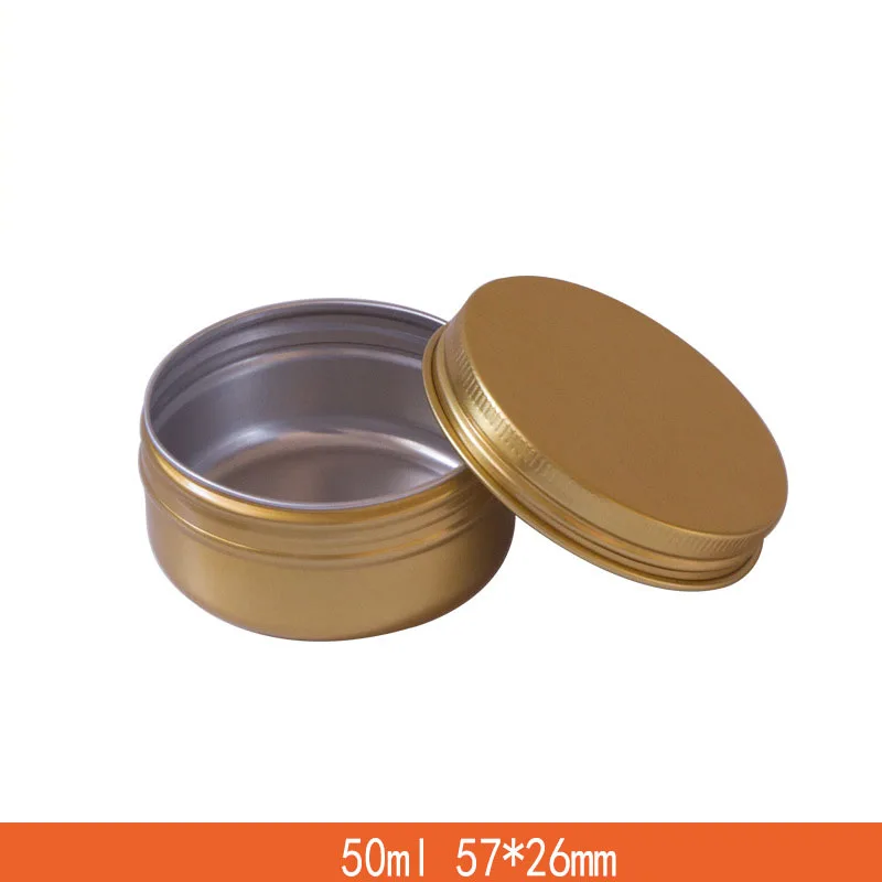 

Cosmetic Cream Container 50 ML Aluminum Jar Round Gold Empty Foundation Compact Screw Cap Sealed Pomade Refillable Box Dia 57mm