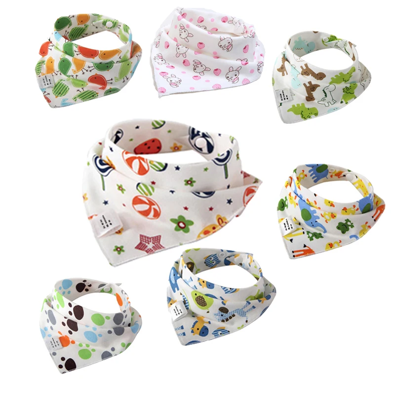 1Pcs Double Layers Cotton Baby Bibs Baby Bandana Bibs Burp Cloths Newborn Triangle Scarf character Animal Towel Stuff babador