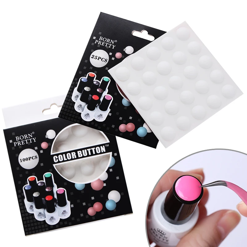 

10Pcs BORN PRETTY Color Button UV Gel Polish White Silicone Color Display Label Sticker Adhesive Paster Manicure Nail Art Tool
