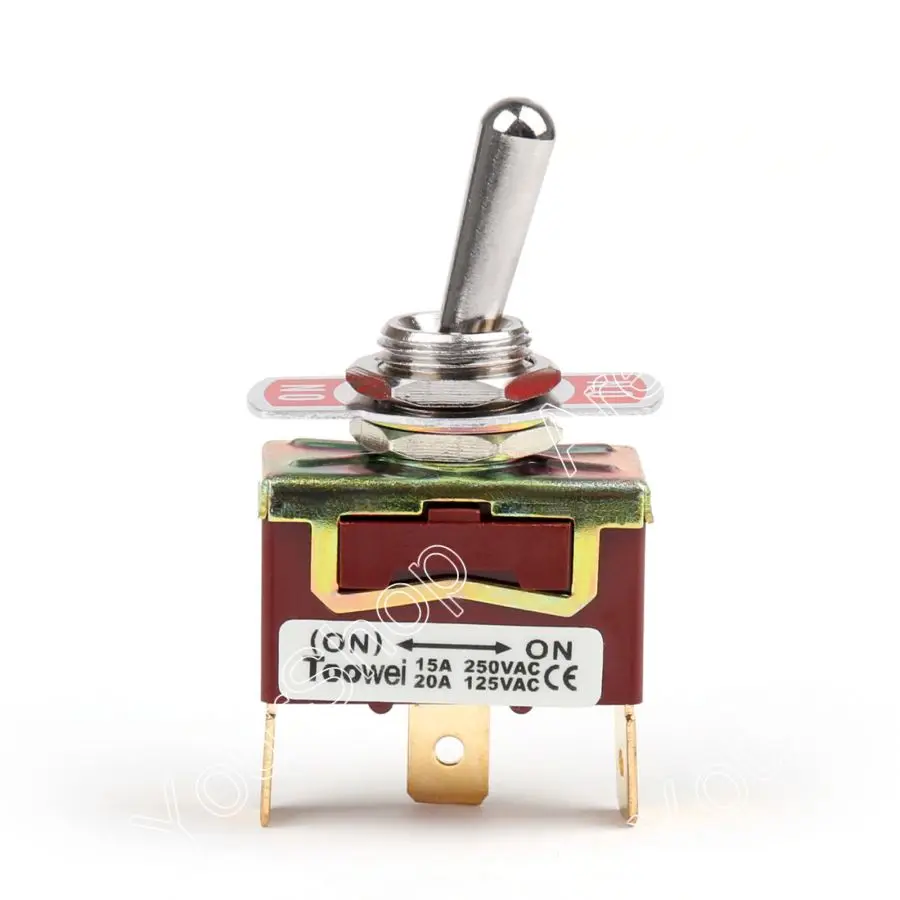

Areyourshop Toggle Switch 2 Terminal 3P (ON)-ON 15A 250V Toggle Switch Reset Boot SPDT Industrial Gr