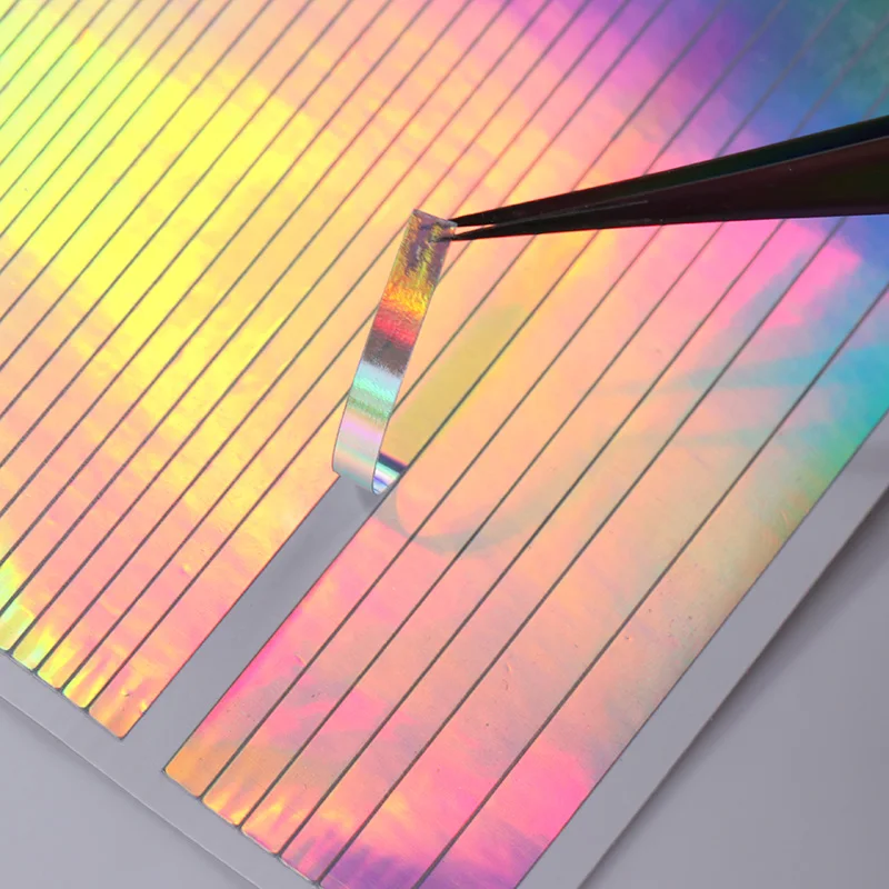 

8 Sheets Holographic 3D Nail Sticker Set Laser Wave Line Nail Decals Adhesive Manicure DIY Tips Sticker For Nail Decoration