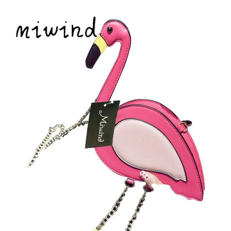 Miwind Фламинго цепи сумки на плечо дешевые женские O розовая птица Bolsas Feminina Sac De Plage