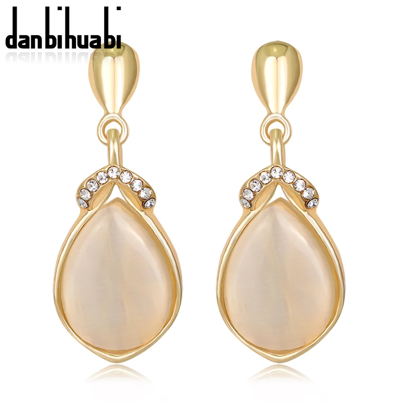 

Danbihuabi Fashion Earrings Jewelry Trendy Rose Gold Color Austrian Crystal Opal Earrings Wedding For women Gift