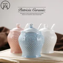 3 шт., креативная герметичная банка, керамическая коробка для специй, емкость для соли, европейский стиль, трехсекционная миска для кухни