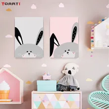 Cartoon Bunny Cute Animals Canvas Painting Wall Art Print And Posters Good Night Rabbit Wall Picture For Baby Room Nursery cute women s satchel with rabbit print and canvas design