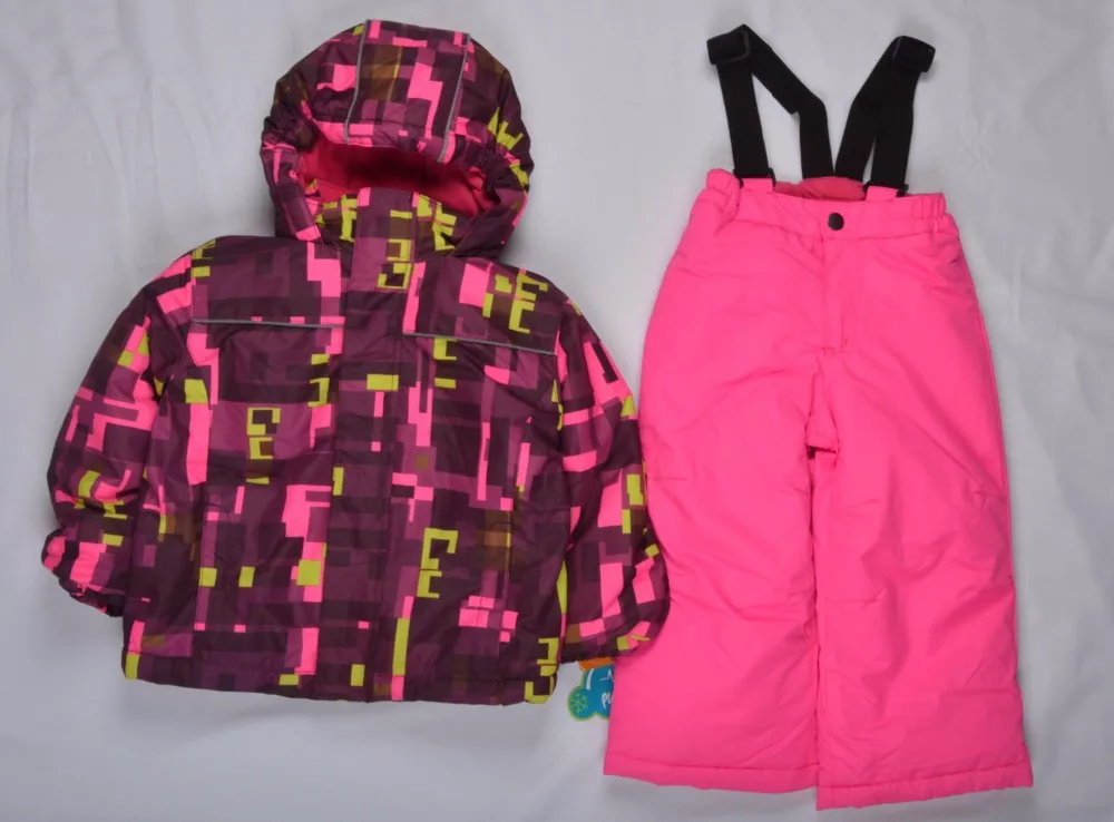 

Boys and girls thick winter cold windproof ski two-piece children's jacket warm clothes windproof rain and velvet su