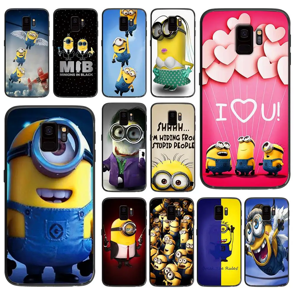 

Cute minions soft phone cover case for Samsung Galaxy S6 S7 S8 S9 S10e Plus Note 8 9 Black silicone Cases
