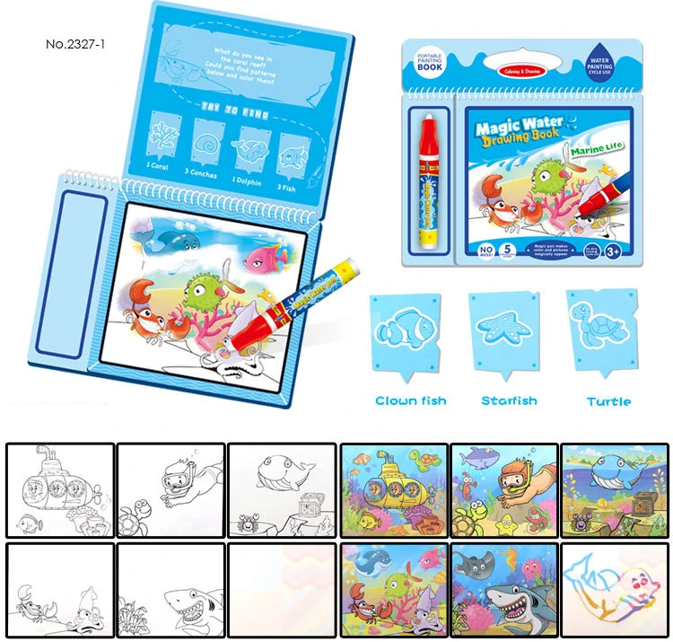 8 цветов дизайна волшебное обесцвечивание воды Рисование книга игрушки набор танбук с волшебной ручкой учебное Рисование доска подарок для детей
