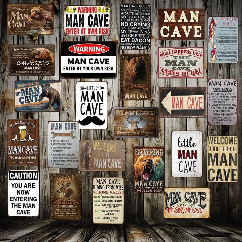 

[ Mike86 ] Man Cave Rule ENTER AT YOUR OWN RISK Metal Tin Sign Home Bar Hotel Wall Painting Plaque Party Bar Public Decor FG-258