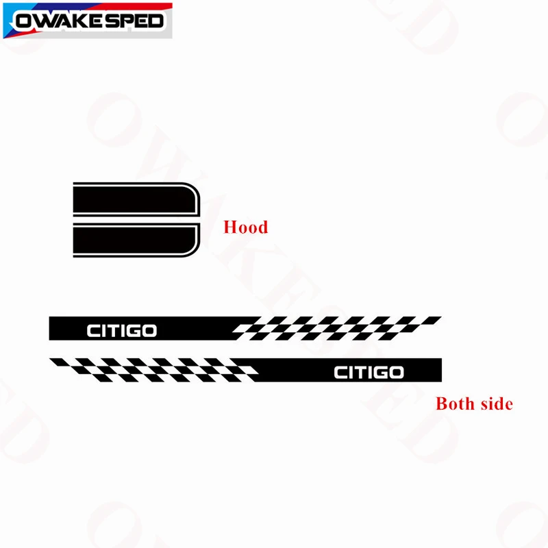 Гоночные решетки полосы двери боковой юбки наклейки капот автомобиля Декор виниловые переводные наклейки подходят на 3-5 двери для Skoda citigo