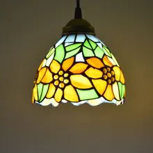 Подвесной светильник Tiffany, витражный стеклянный Подсолнух, стиль кантри, декор для столовой, подвесной светильник E27, 110-240 В