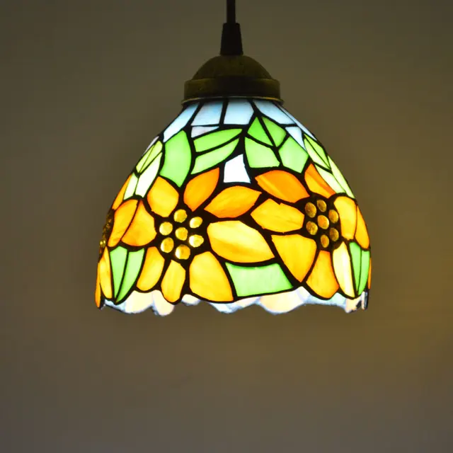 Tiffany Pendant Light Stained Gl Sunflower Country Style Dining Tiffany Pendant Light Stained Gl Sunflower Country Style Dining Room Decor Hanging Lamp E27 110