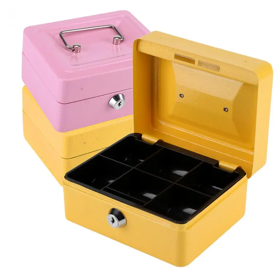 Portable Metal Safe Secret Stash Storage Box With Key Lockable Cash Money Coin Safe Security