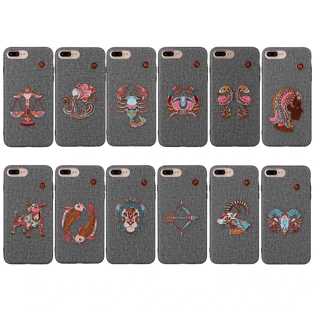 Embroidered Phone Case For iPhone 7 8 6 6s Plus X Cute Girl Cattle