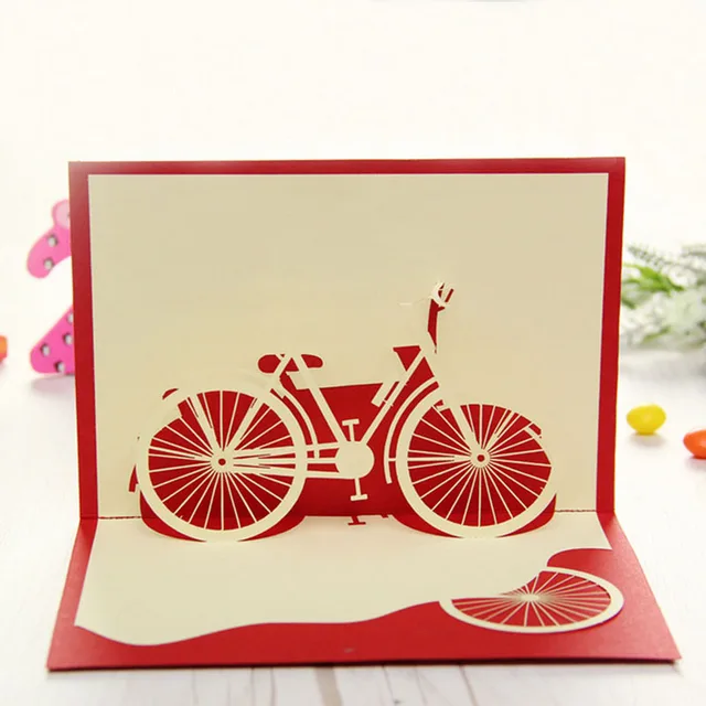 3d pop up origami paper laser cut greeting cards creative handmade bicycle birthday christmas anniversary souvenirs - Laser Cut Christmas Cards 3d pop up origami paper laser cut greeting cards creative handmade bicycle birthday christmas anniversary souvenirs - Laser Cut Christmas Cards