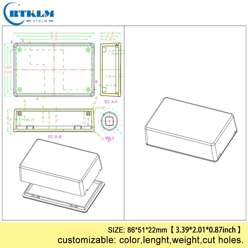 Пластиковый корпус для электронных, на заказ, маленький abs пластиковый проектный чехол pcd diy дизайн распределительная коробка 86*51*22 мм настольный корпус