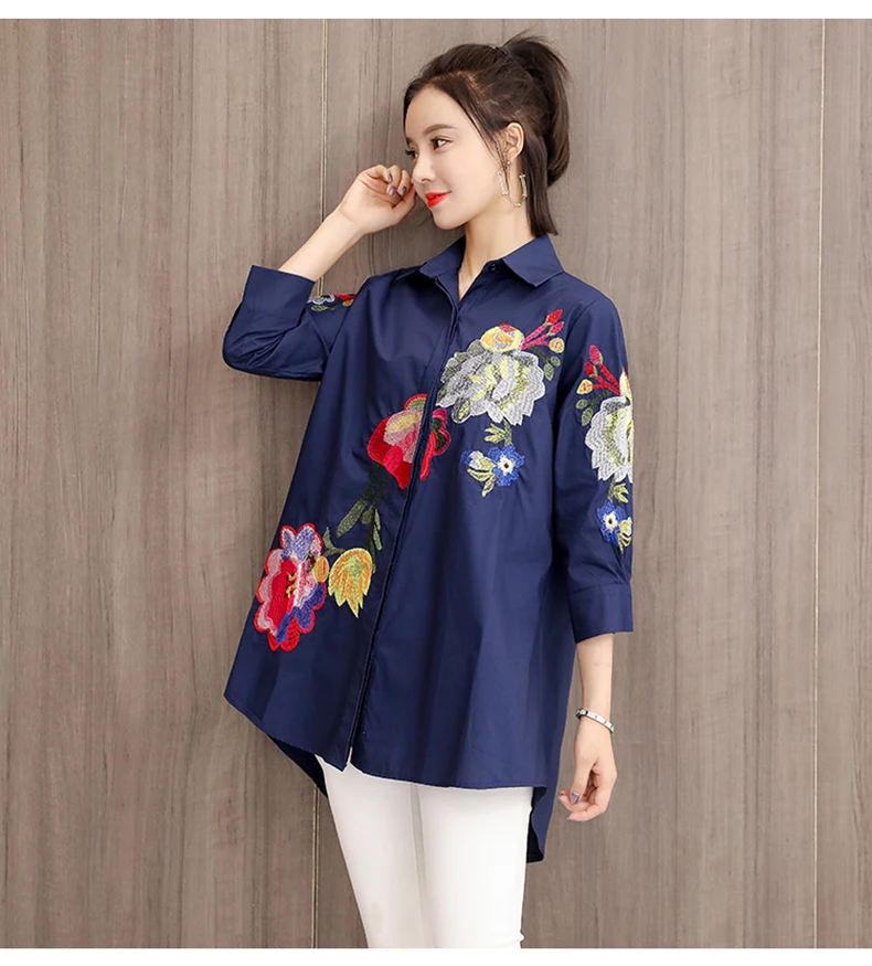 Women Blouse Embroidery Chinese Stlye Plus Size Blusa Feminina Summer Top Chemise Femme Tops Shirt Harajuku Womens Blouses (5)