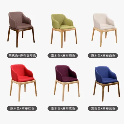 Деревянный скандинавский минималистичный современный стул в стиле ретро обеденный стул из ткани дизайнерский гостиничный стул - Цвет: Armrest Fabric  2