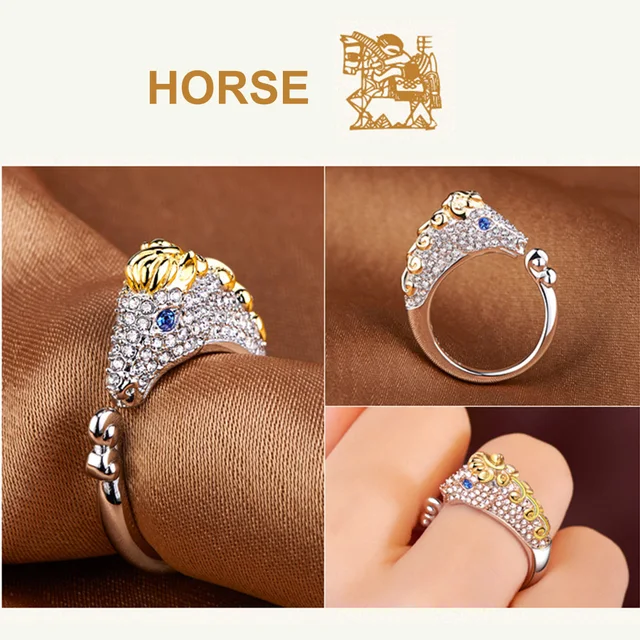 Crystal Lindo Cerdo Conejo Mono Forma Incrustaciones Anillo Crystal Lindo Cerdo Conejo Mono Forma Incrustaciones Anillo