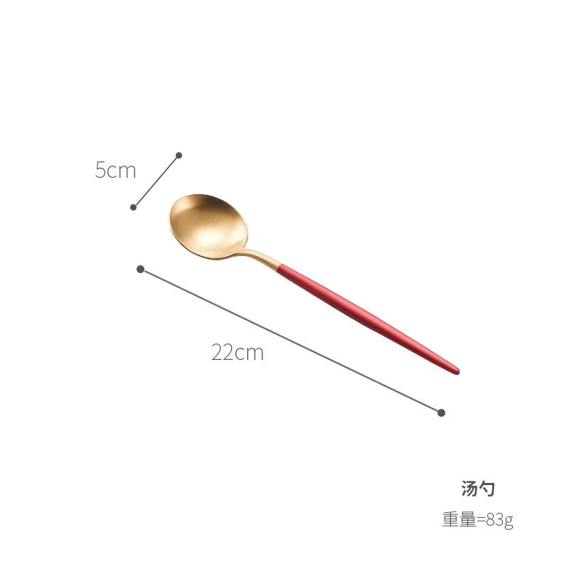 Высокое качество красное золото столовая посуда столовые приборы, ложка, вилка нож Западный набор посуды для еды фото реквизиты для фона фотографии - Цвет: Gold Spoon