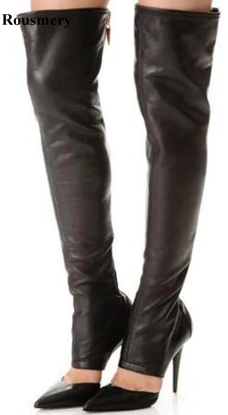 pointed toe over the knee flat boots