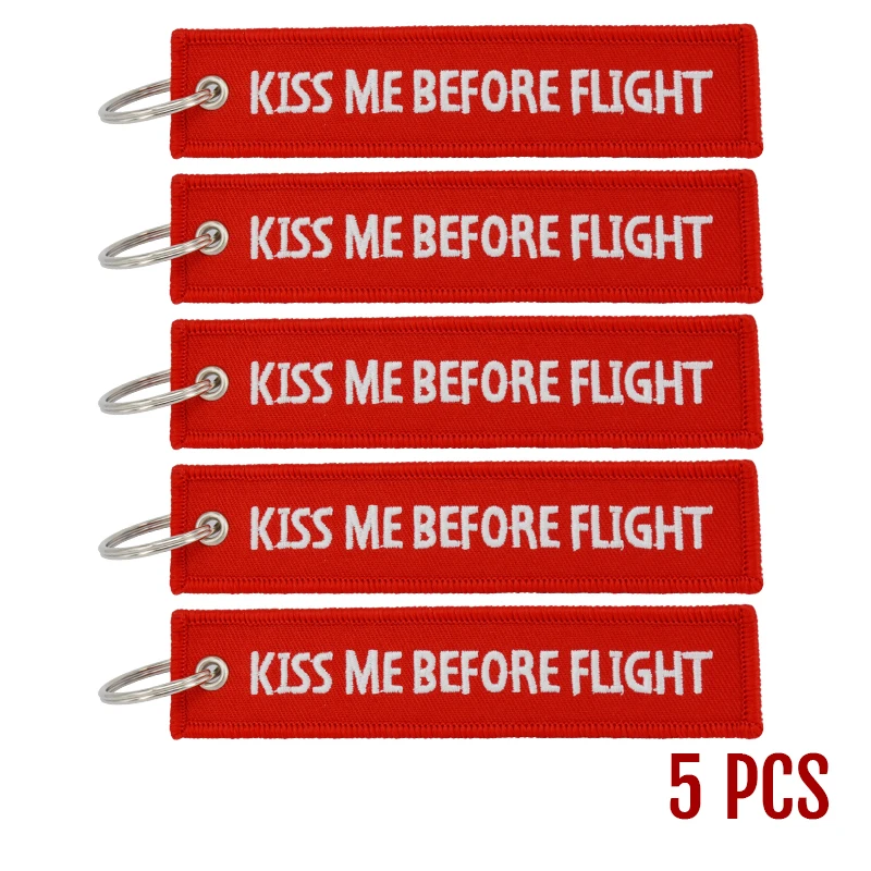 Kiss Me Before Flight Key Chain Label Red Embroidery Key Ring Special Luggage Tag Chain for Aviation Gifts Car Keychain Jewelry (7)