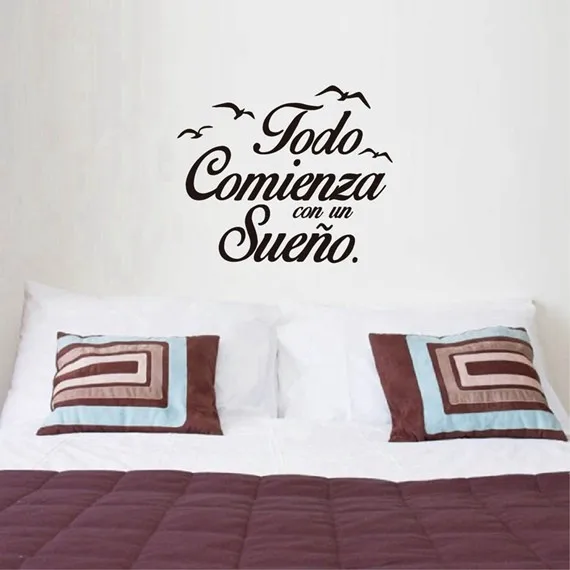 

Free Shipping Spanish Quote Vinyl Wall Stickers Bedroom Wall Decals Birds Letterings Home Decor Bedroom Decoration