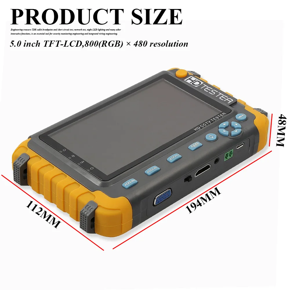 5 дюймовый тестер системы скрытого видеонаблюдения AHD TVI CVI коаксиальный HD видео монитор тест er аналоговый видео Тест UTP кабель тест VGA/HDMI вход DC12V Выход