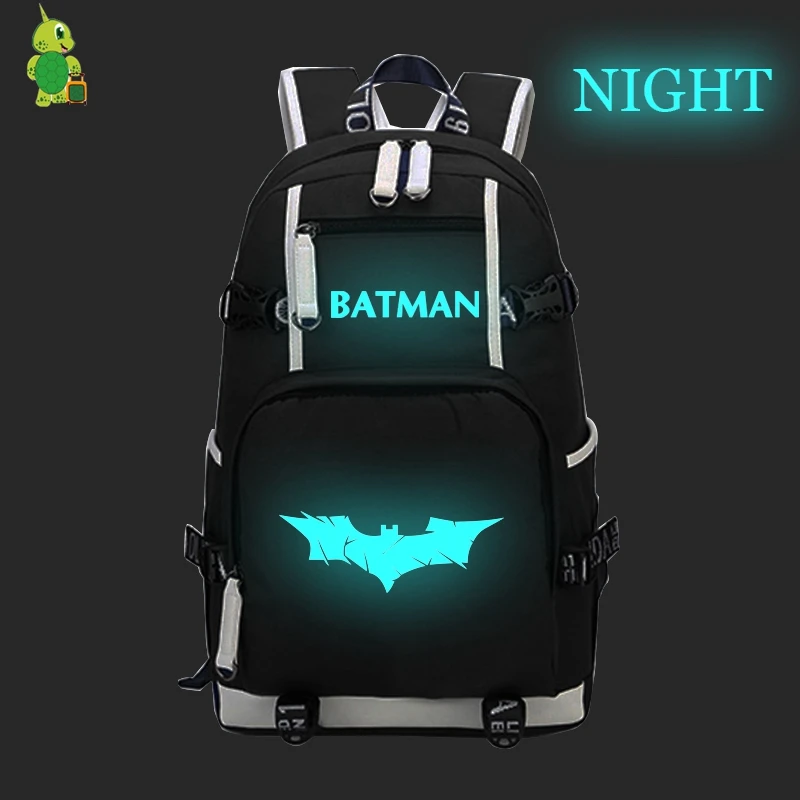 

Batman Super Hero Luminous Backpack Canvas School Bags for Teens Men Women Casual Travel Rucksack Large Capacity Laptop Backpack