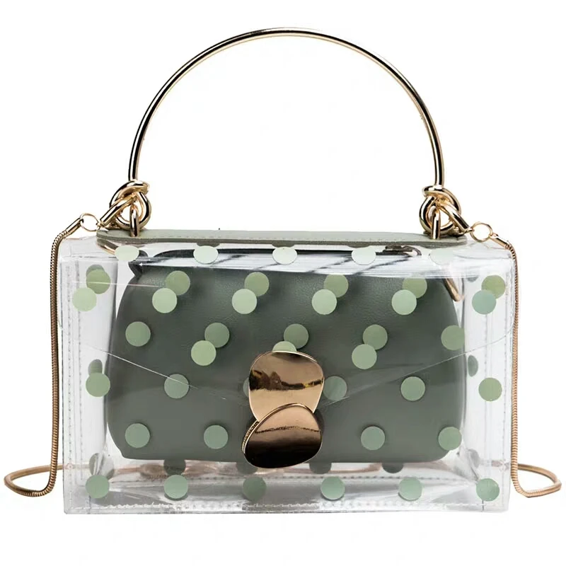 

Summer Small Bag Female 2019 New Wave Korean Version of The Wild Messenger Bag Chain Wave Point Transparent Jelly Bag Handbag
